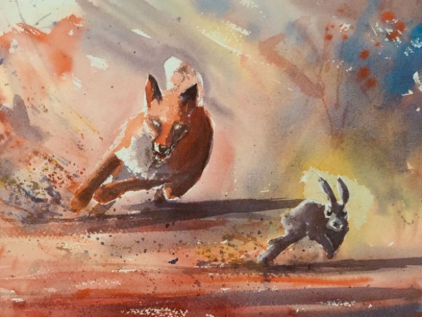 Fox Chasing a Hare by Henry Jones